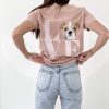 Dark Beige Love Pink Bulldog Tee