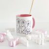 Cav BLK Line Pink Handle Mug
