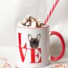 Red Love Frenchie Mug Red Handle