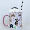 White Spring Easter Pink Handle Mug