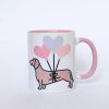 Dachshund Balloons Pink Handle Mug