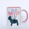 Frenchie Balloons Pink Handle Mug