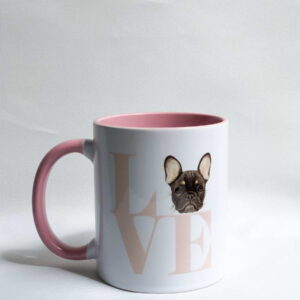 Love Frenchie Pink Handle Mug