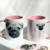 Love Pug Pink Handle Mug