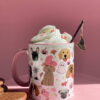 White Halloween Pink Handle Mug