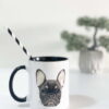Frenchie Black Handle Mug