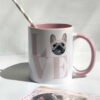 Love Frenchie Glasses Pink Handle Mug