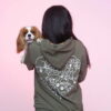 Olive Green Dogs White Lines Hoodie