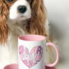 Purple Love Has 4 Paws Pink Handle Mug
