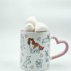 White Design Heart Handle Mug