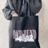 Dachshund Letters Black Canvas Bag