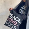 Peace Love Dogs Black Canvas Bag