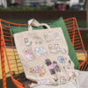 Big Print Dog Cartoon Beige Canvas Bag