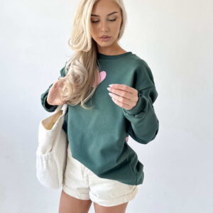 Dark Green Heart Pink Sweatshirt