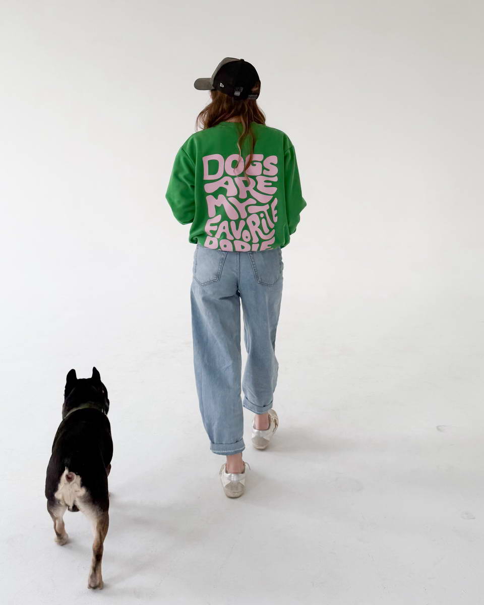 Green Dogs AreMy Fav Ppl Pink Sweatshirt - Image 3