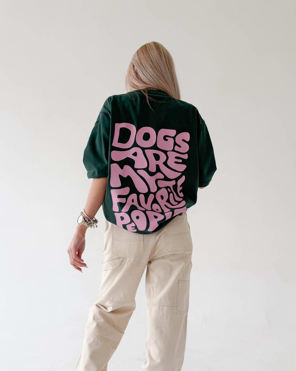 Green Dogs Are My Fav Ppl Pink Tee - Image 3