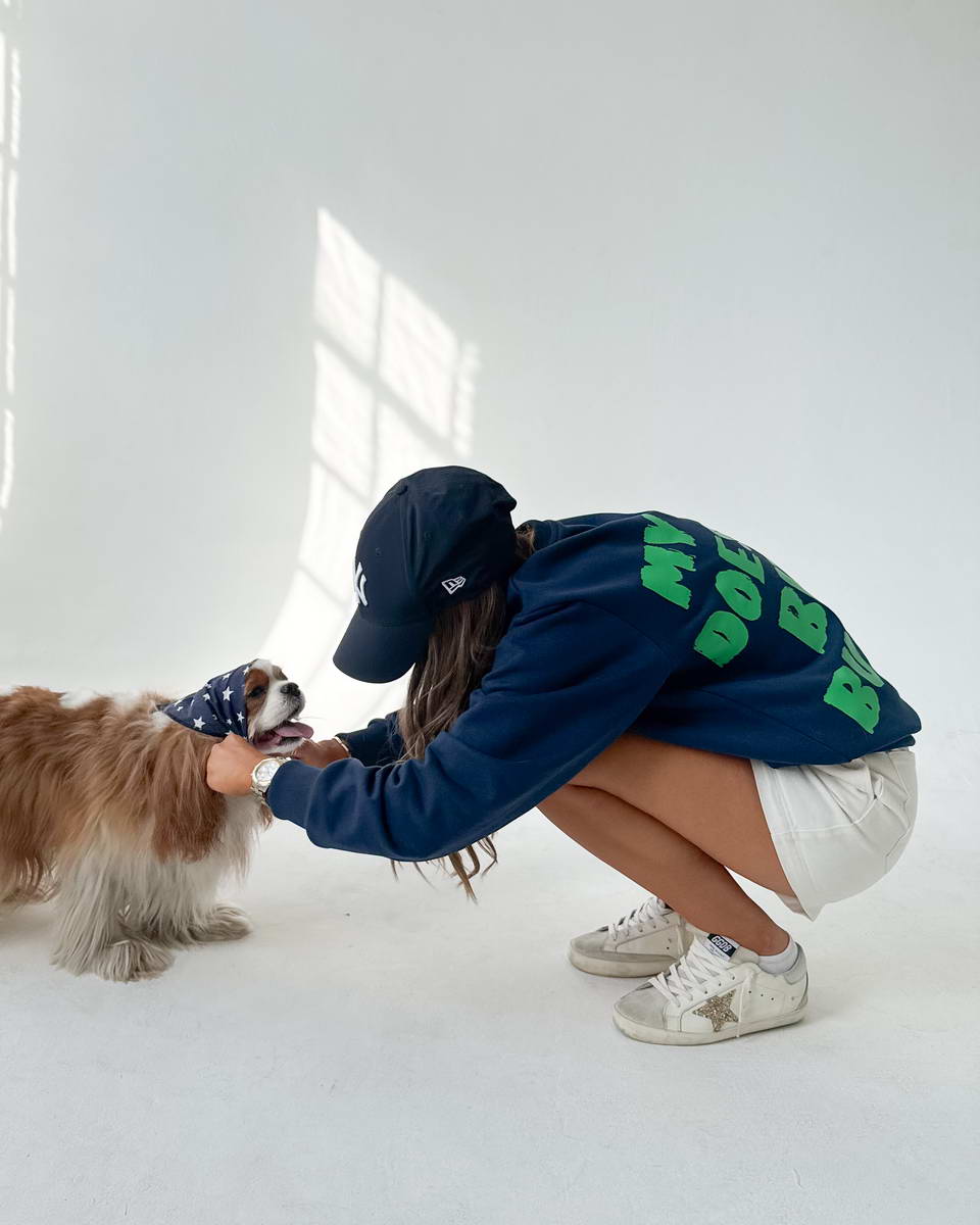 Navy Blue Heart Green Sweatshirt - Image 4