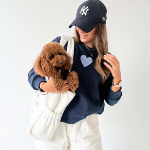 Navy Blue Heart Pastel Blue Sweatshirt