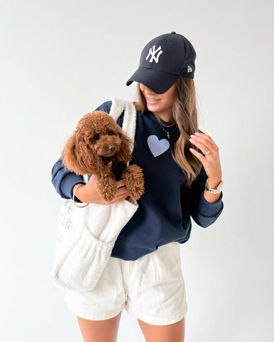 Navy Blue Heart Pastel Blue Sweatshirt