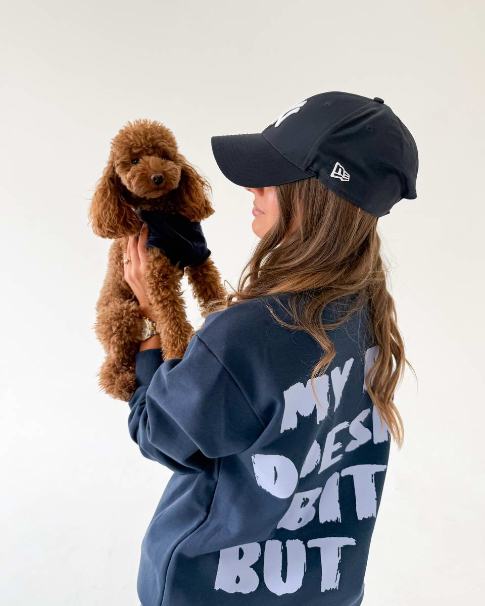 Navy Blue Heart Pastel Blue Sweatshirt - Image 4