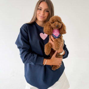 Navy Blue Heart Pink Sweatshirt