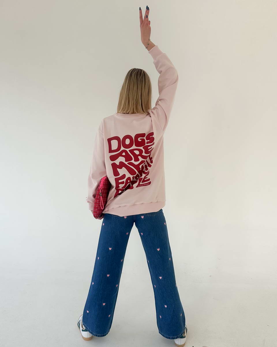 Pink Dogs Are My Fav Ppl Red Sweatshirt - Image 4