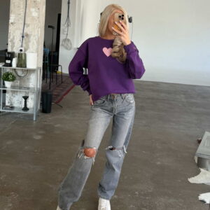 Purple Heart Pink Sweatshirt