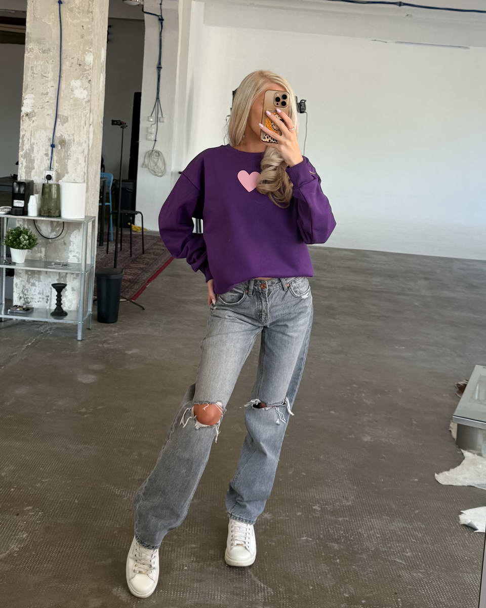 Purple Heart Pink Sweatshirt